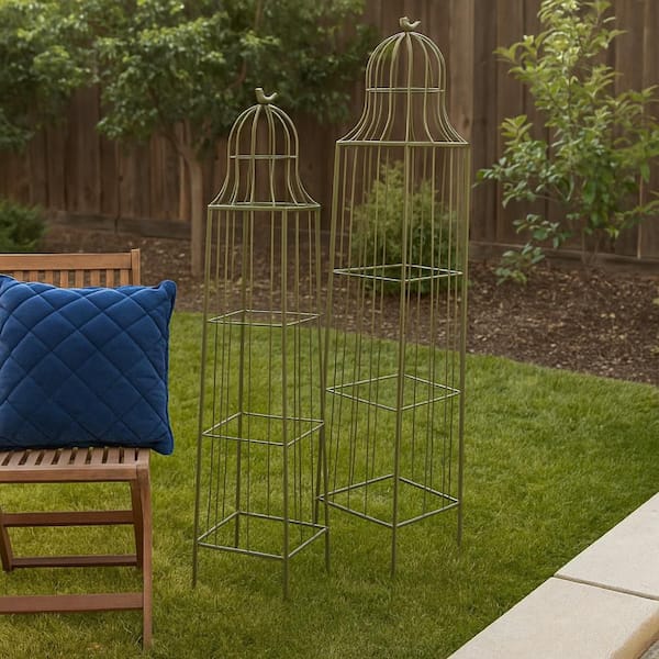 Meryl 52 in. Garden Tall Cage Design Metal Plant Trellis (Set of 2)
