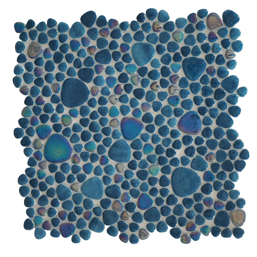 Glass Tile LOVE Eternal 12 in. X 12 in. Dark Blue Pebble Glossy Glass Mosaic Tile for Wall/Floor (10.76 sq. ft./case) price history on PriceWatchPro