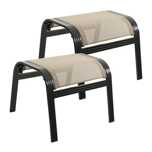 HOMEFUN Aluminum Small Seating Textliene Outdoor Ottomans (2Piece) HFHDHW207 The Home Depot