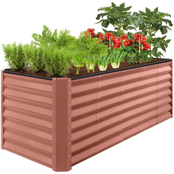 Best Choice Products 8 ft. x 2 ft. x 2 ft. Terracotta Rectangular Steel Raised Garden Bed Planter Box for Vegetables, Flowers, Herbs