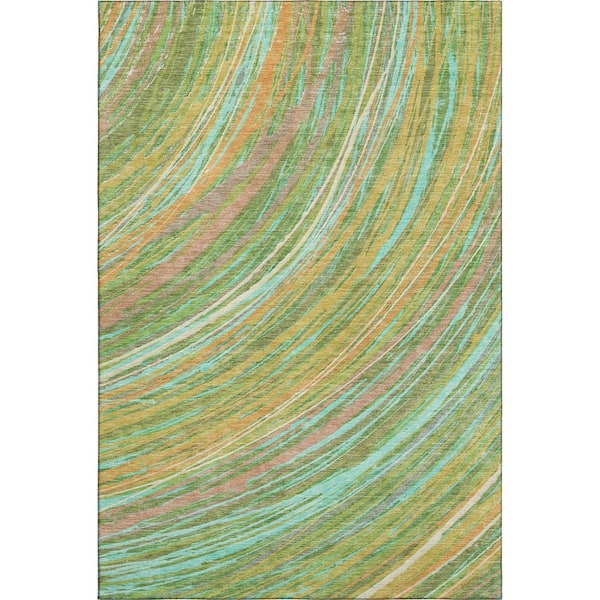 Mayfield Premium Machine Washable Abstract AMF2094 Green 10 ft. x 14 ft. Area Rug