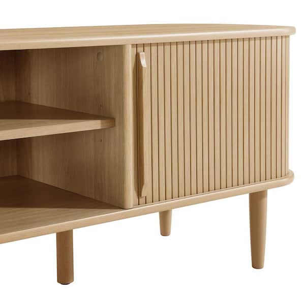 MODWAY Contour 63 in. Wood TV Stand in Oak EEI-6795-OAK - The Home