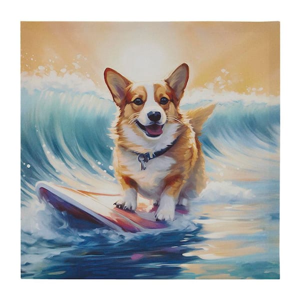 Anky 1-Piece Unframed Art Print 16 in. x 16 in. Corgi Canvas Wall Art
