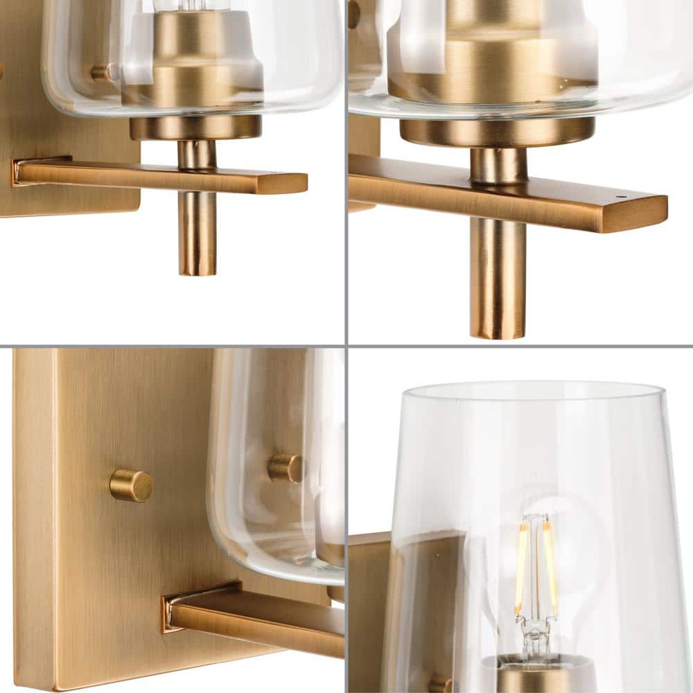 Calais Vintage Brass Dimmable Wall Sconce with Clear Glass Shade
