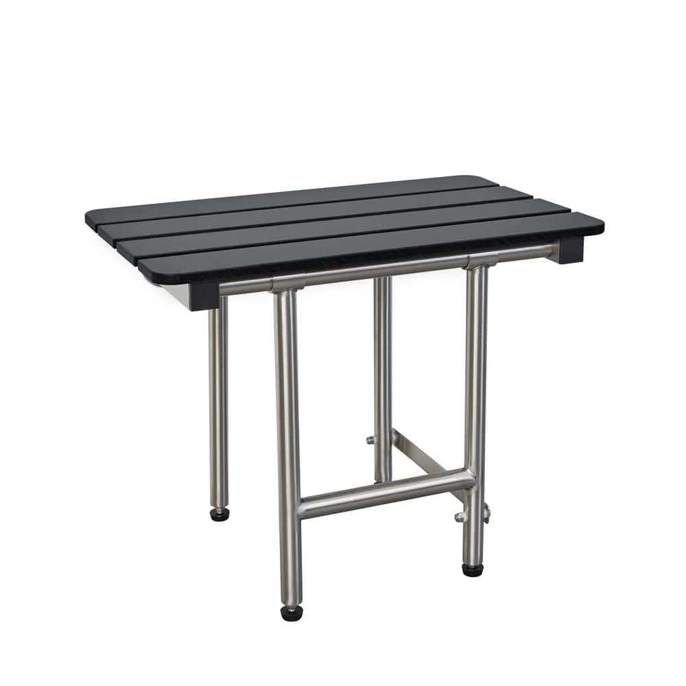 30 in. x 15 in. ADA Bariatric Folding Wall Mount Bathroom Shower Seat Bench with Legs, Black Slatted Phenolic Seat price history on PriceWatchPro
