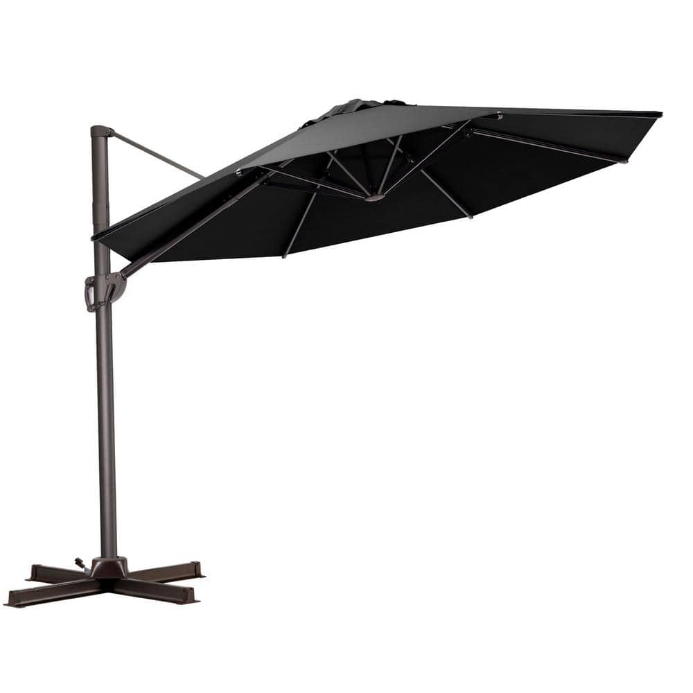 12 x 12 ft. Outdoor Round Heavy-Duty 360° Rotation Cantilever Patio Umbrella in Black -  Pellebant, PB-PU049BLK-N1