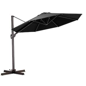 12 x 12 ft. Outdoor Round Heavy-Duty 360° Rotation Cantilever Patio Umbrella in Black