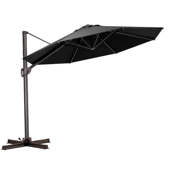 Pellebant 12 x 12 ft. Outdoor Round Heavy-Duty 360° Rotation Cantilever Patio Umbrella in Black