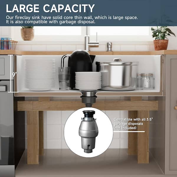 Kuomih Farmhouse Series 36 in. Apron Front Kitchen Sink Single