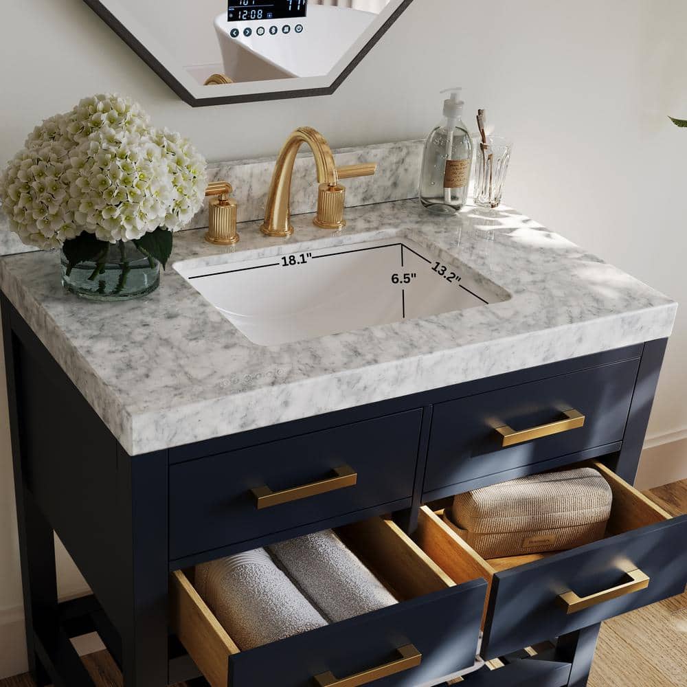Elizabeth 36'' Heritage Blue Vanity with Marble Countertop
