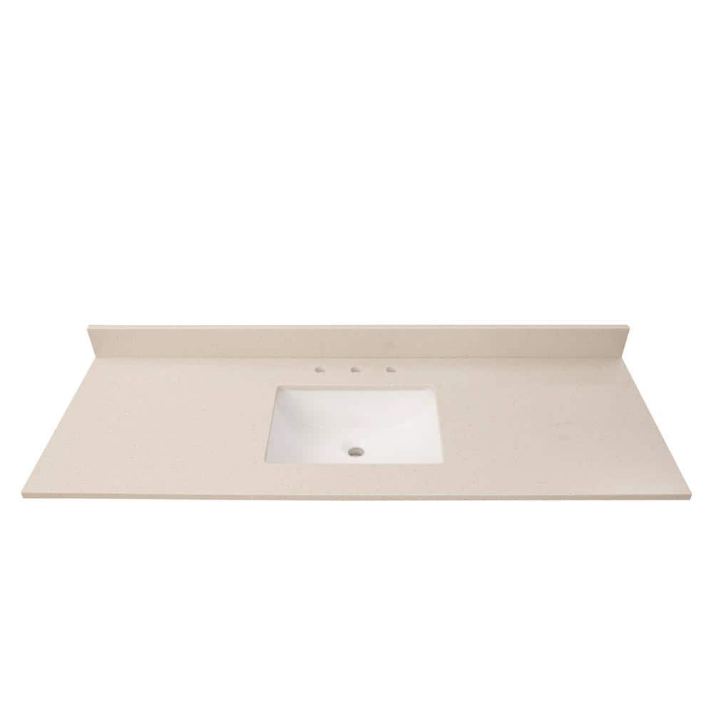 Iced White 61" Engineered Marble Vanity Top with Single Sink