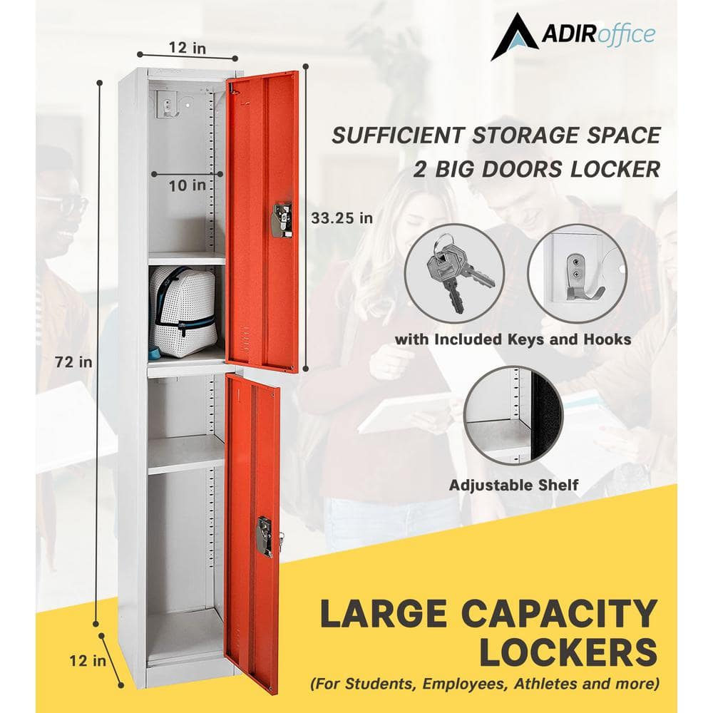 Red Steel Freestanding Locker with Adjustable Shelving