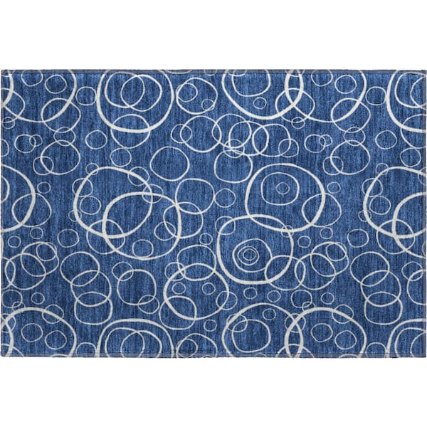 Mayfield Premium Machine Washable Abstract AMF2407 Navy 2 ft. x 3 ft. Accent Rug