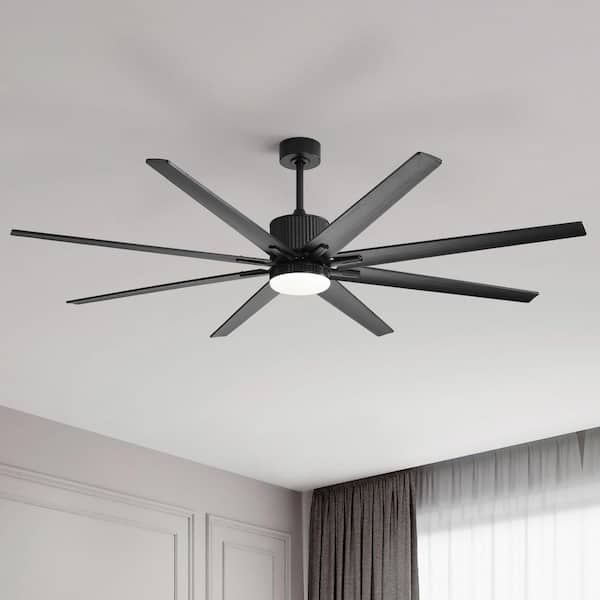 Sofucor 76 in. Indoor/Outdoor Industrial Windmill Black Wood Ceiling Fan with Dimmable LED Light Remote Smart Control