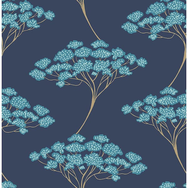 Kenneth James Banyan Navy Tree Paper Strippable Roll Wallpaper (Covers 56.4 sq. ft.)