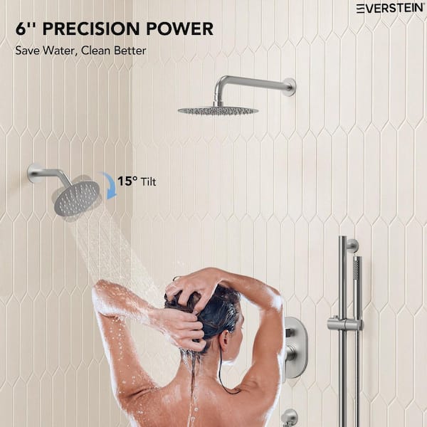 EVERSTEIN 3-Spray Patterns Round Fixed Shower Head 10 and 6 in
