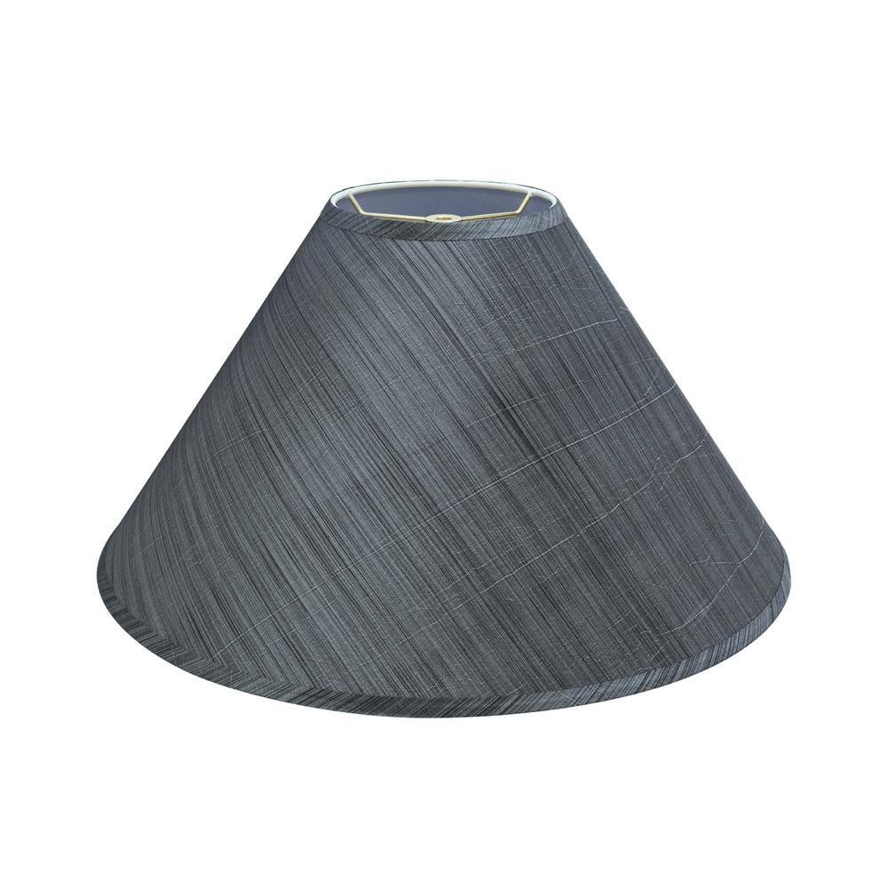 Grey and Black Striped Empire Lamp Shade with Synthetic Fabric