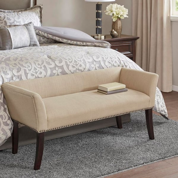 Antonio Tan Flared Arms Accent Bench 23 in. H x 49.5 in. W x 19.25 in. D
