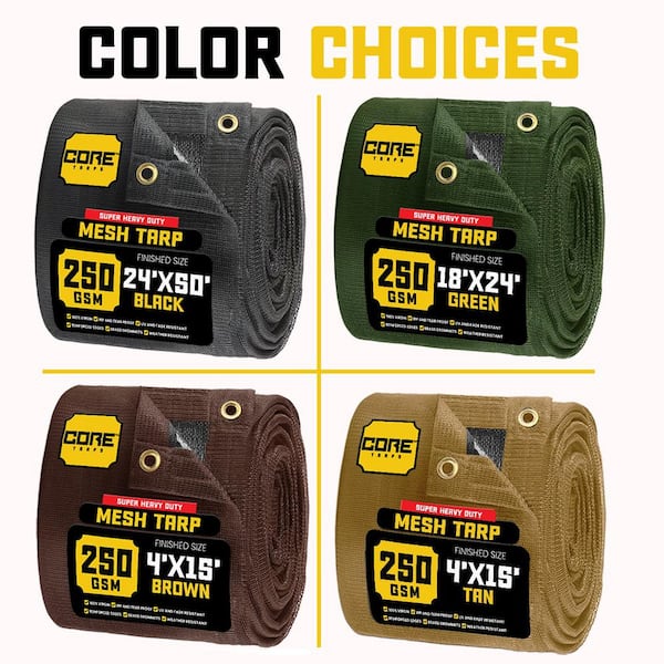 CORE TARPS 8 ft. x 10 ft. Green 250 GSM 7.5 oz. Heavy Duty Mesh