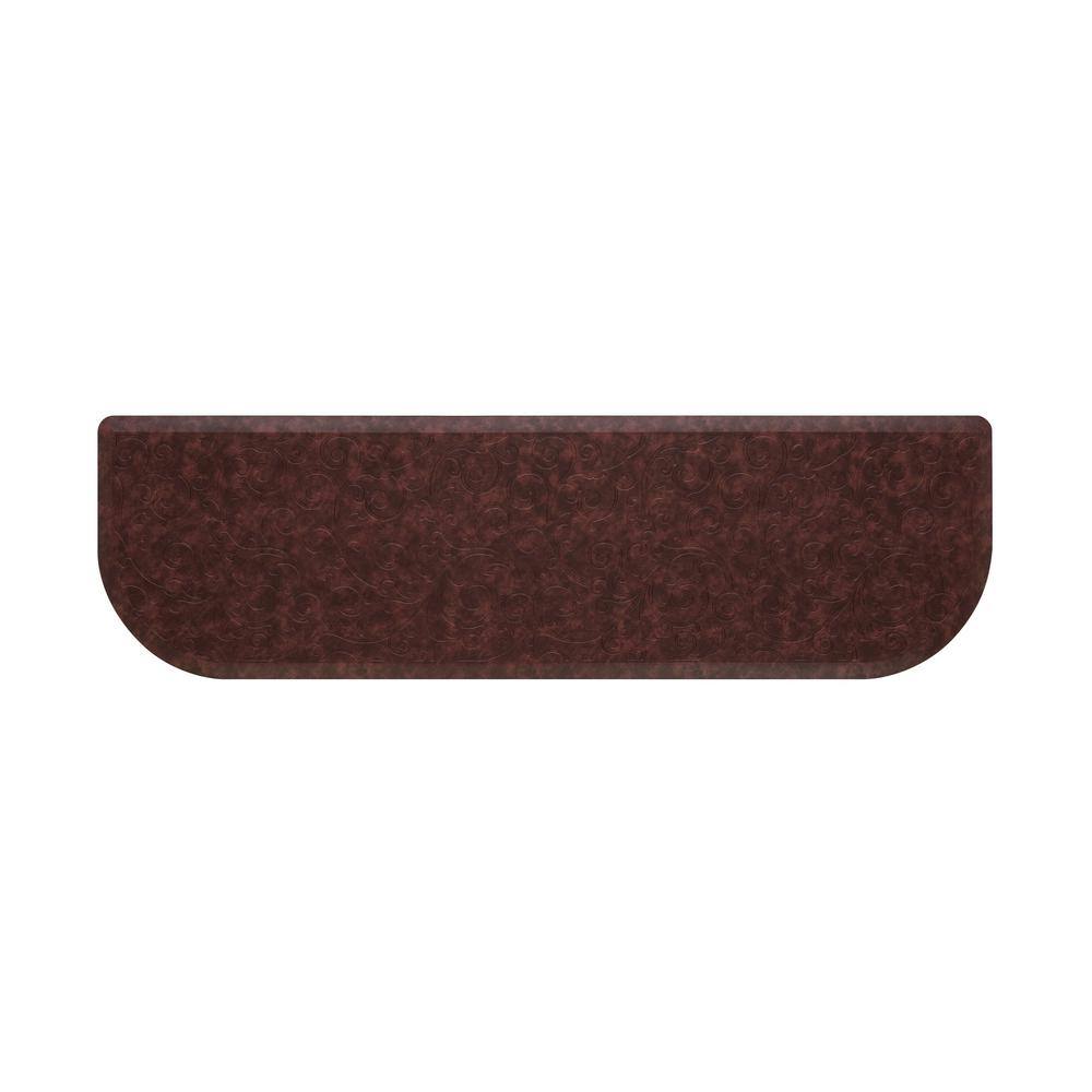 Clarance Red Faux Leather Anti-Fatigue Kitchen Mat, 17.5x60