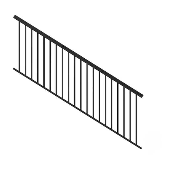 TuffBilt 69 in. x 36 in. Matte Black Prebuilt Aluminum Stair Railing Kit