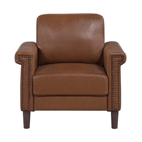 Lazzara Arlo Chocolate Faux Leather Living Room Accent Arm Chair