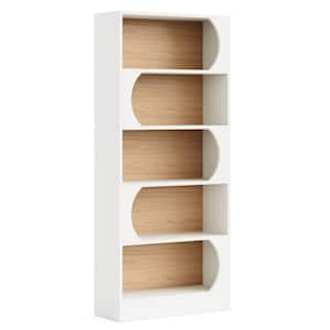 Jannelly 71 in. Tall White Wood 5-Shelf Standard Bookcase