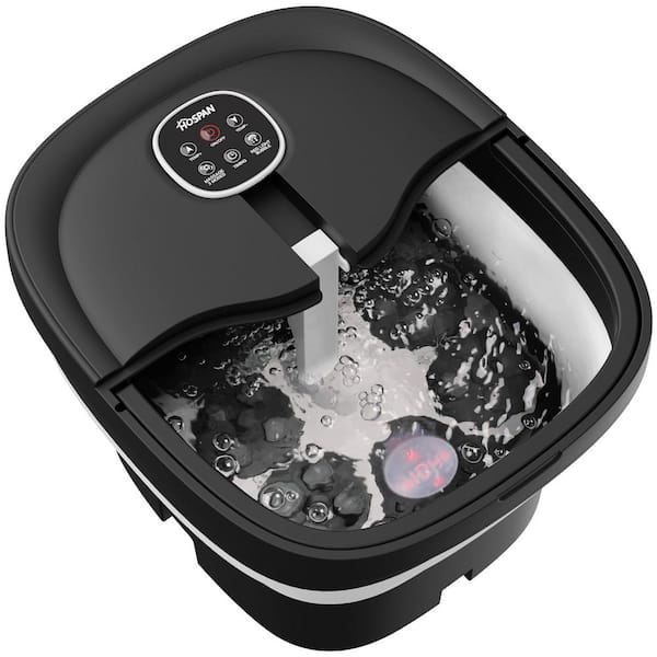 Collapsible Automatic Rotary Personal Care Products Foot Spa in Black with 24 Motorized Shiatsu Massage Balls