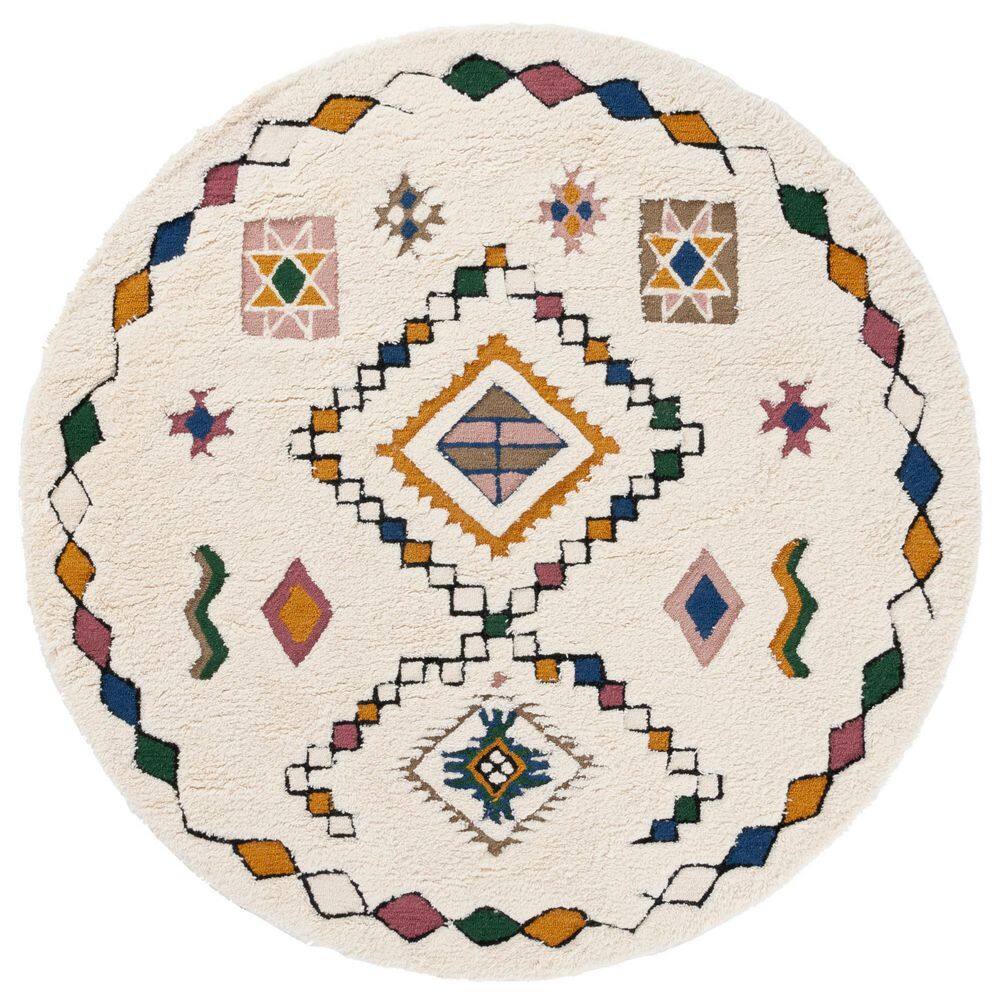 SAFAVIEH Casablanca Ivory/Green 6 ft. x 6 ft. High-Low Aztec Border ...