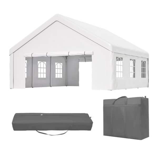 20 ft. x 20 ft. White Heavy Duty Canopy Tent with Removable Sidewalls for Wedding Holiday Birthday BBQ Backyard