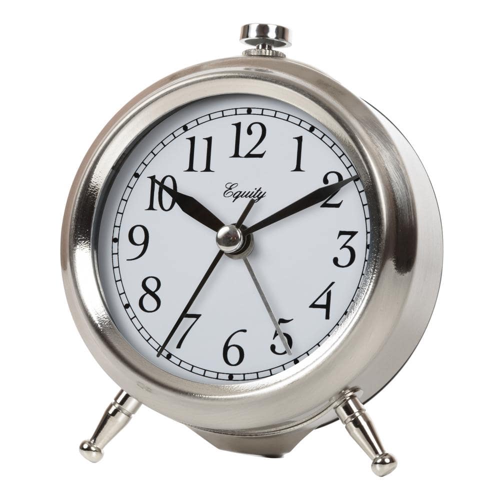 Equity 3.75" Silver Metal Quartz Analog Alarm Clock