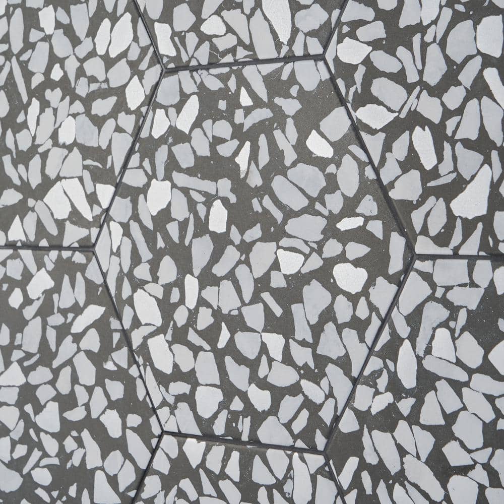 Jurassic Hex 9" Black and White Porcelain Tile