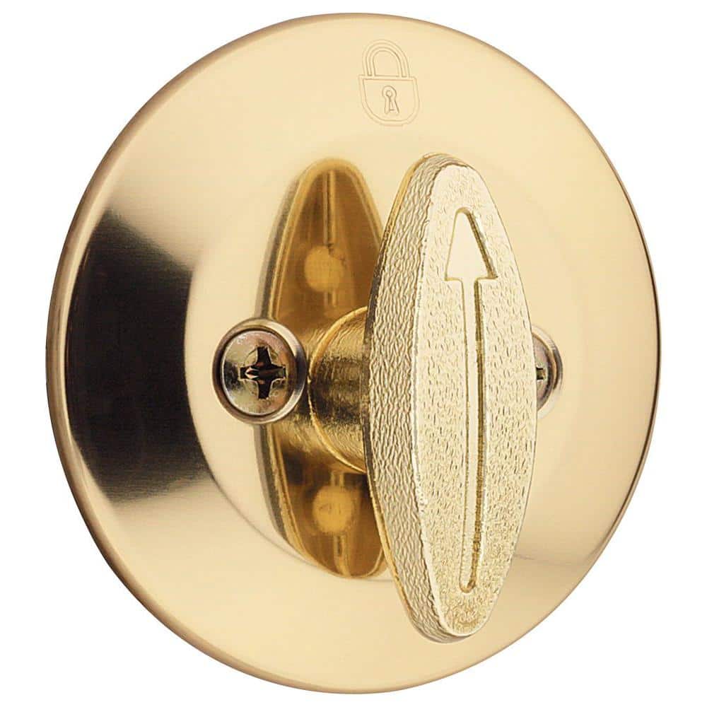 Kwikset 663 Polished Brass One-sided Keyless Deadbolt with Microban  Antimicrobial Technology 663 CP The Home Depot