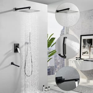 Single Handle 1-Spray Pressure Balance Tub and Shower Faucet with Hand Shower in Matte Black (Valve Included)