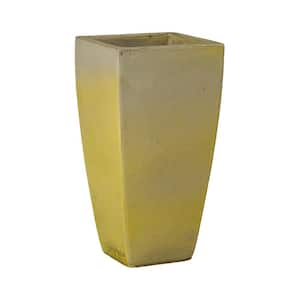 13 in. L x 25 in. H Yellow Snow Ceramic Square Planter with High-fire Treatment