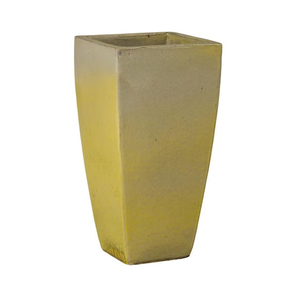 Emissary 13 in. L x 25 in. H Yellow Snow Ceramic Square Planter with High-fire Treatment