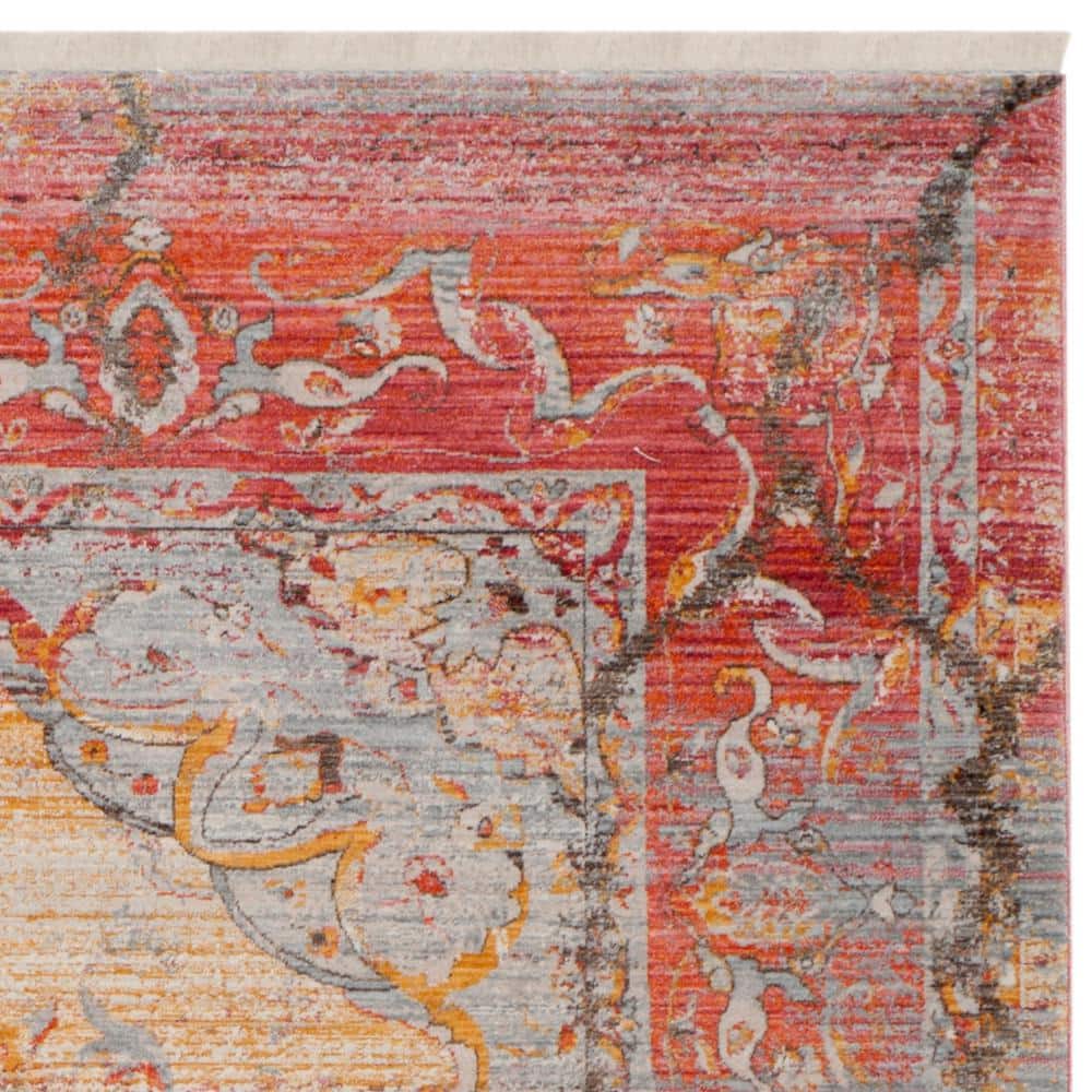 Saffron and Cream Rectangular Synthetic Persian Area Rug