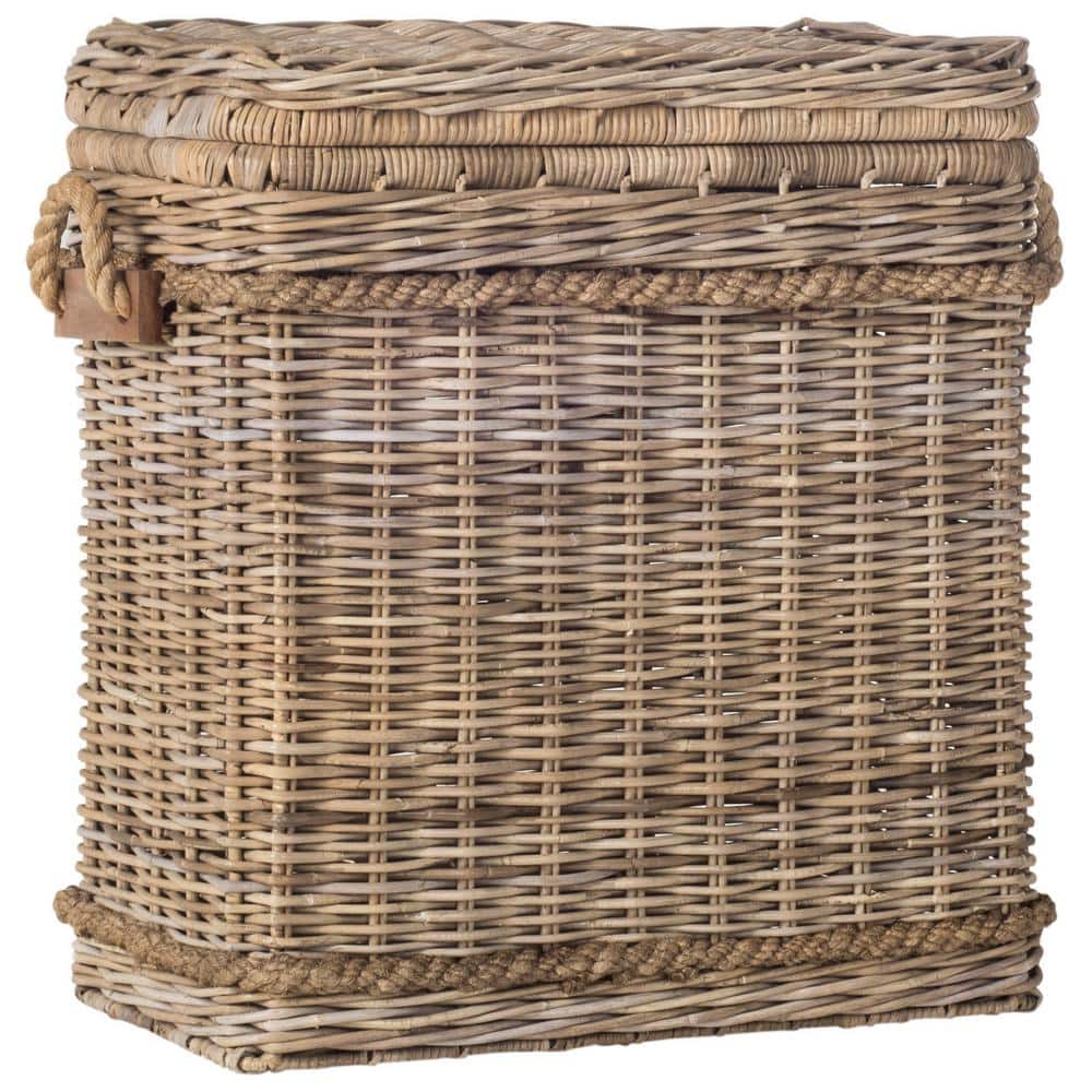 Sidonie Gray Rattan Wicker Storage Hamper with Handles