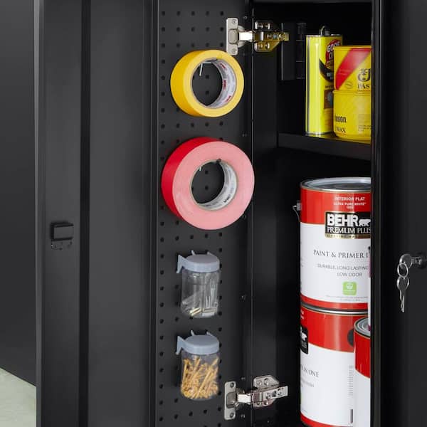 Husky - Heavy Duty Welded 20-Gauge Steel 2-Door Garage Base Cabinet in Black (28 in. W x 32 in. H x 21.5 in. D)