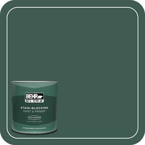 BEHR ULTRA 1 qt. #PPF-02 Patio Green Extra Durable Semi-Gloss Enamel Interior Paint & Primer