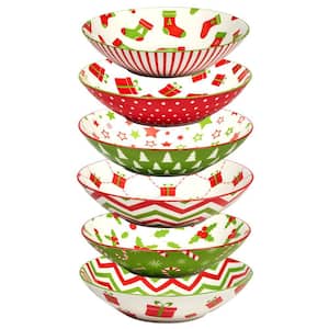 Holiday Fun 38 fl.oz. Assorted Colors Porcelain Soup Bowl (Set of 6)