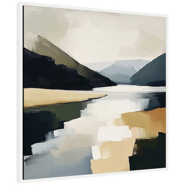 Kate and Laurel Sylvie Mountain Lake Modern Abstract Landscape by the Creative Bunch Studio Framed Art Print 30 in. x 30 in.
