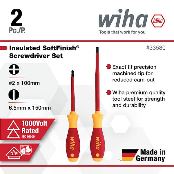 2 Piece Insulated SoftFinish Slotted and Phillips Screwdriver Set