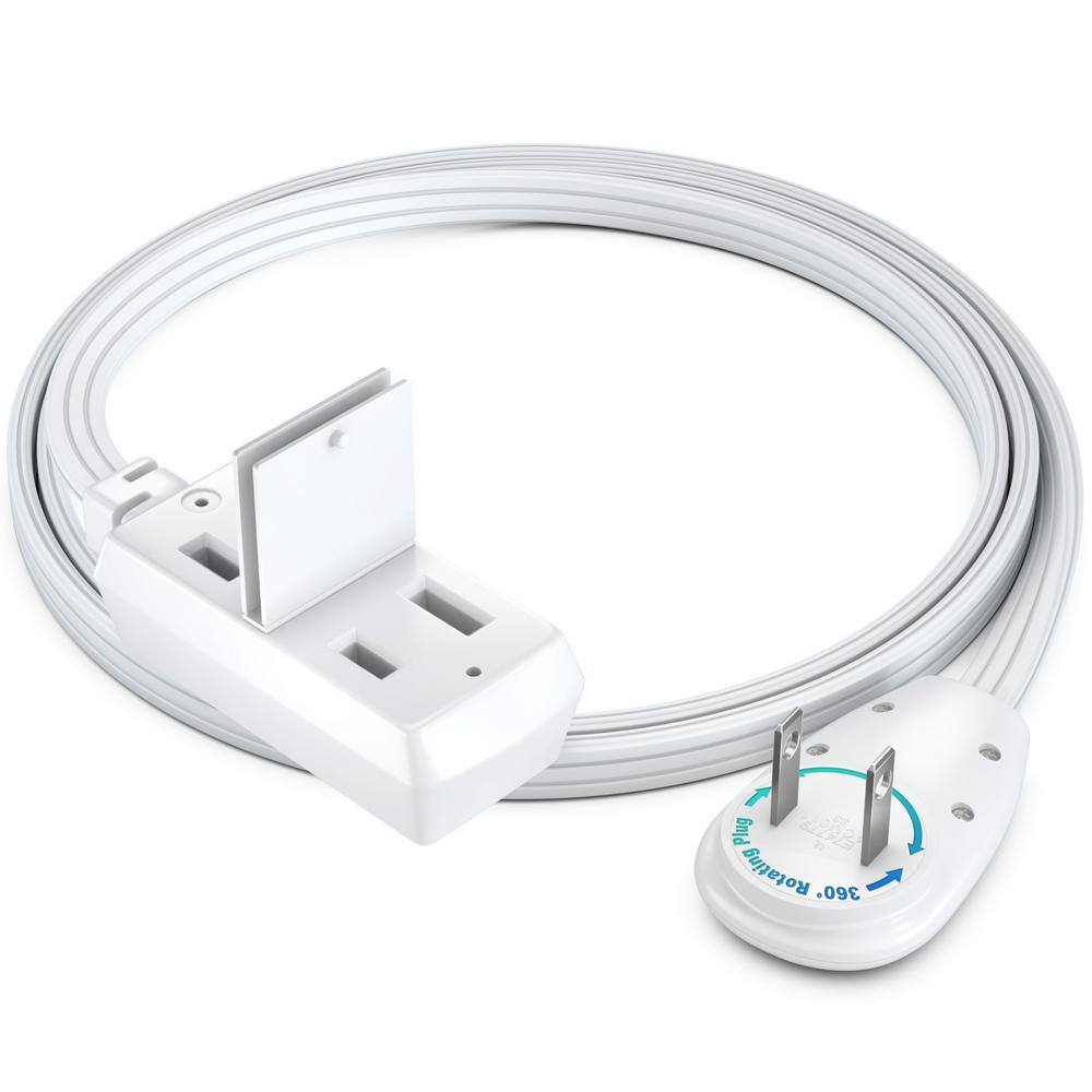 2 ft. 16/2 Light Duty Indoor Extension Cord 360° Rotating Flat Plug 2-Prong Flat Wire with Cover, White price history on PriceWatchPro