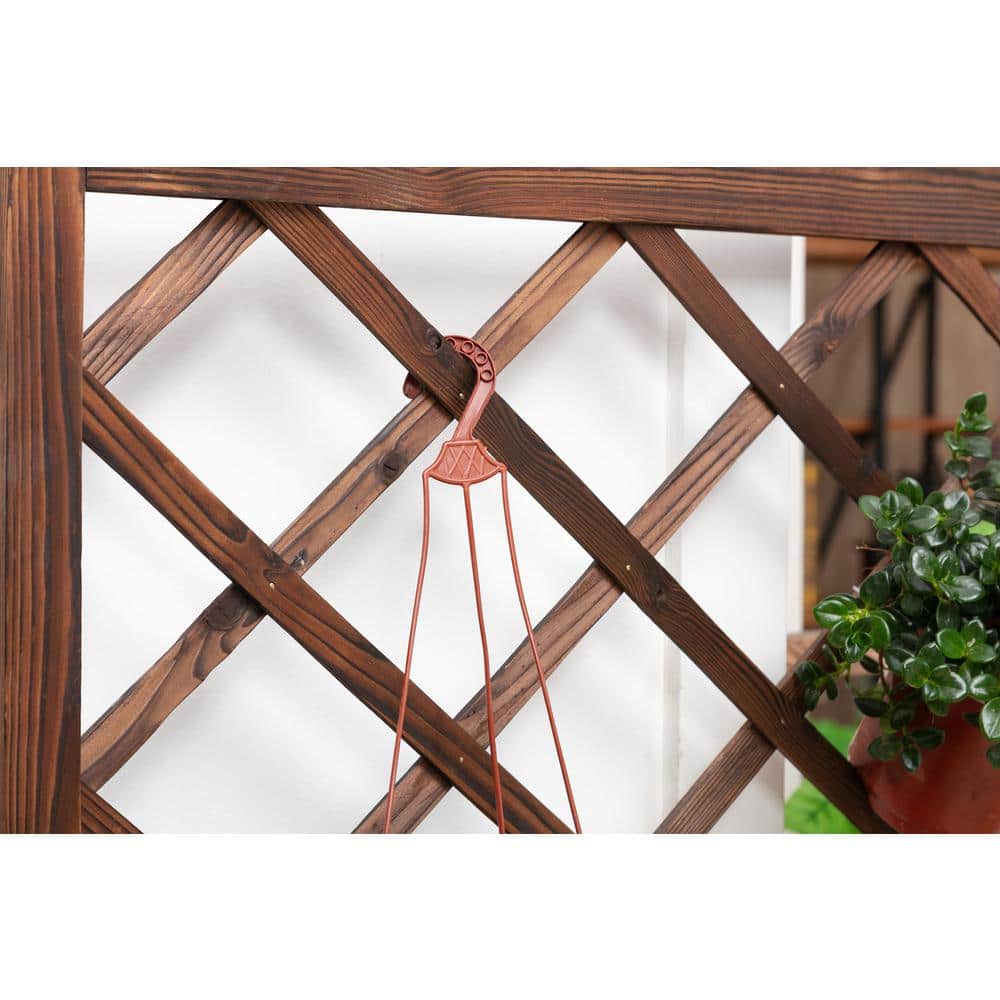 67 in. Brown Cedar Wood Raised Garden Bed with Trellis (2-Pack)