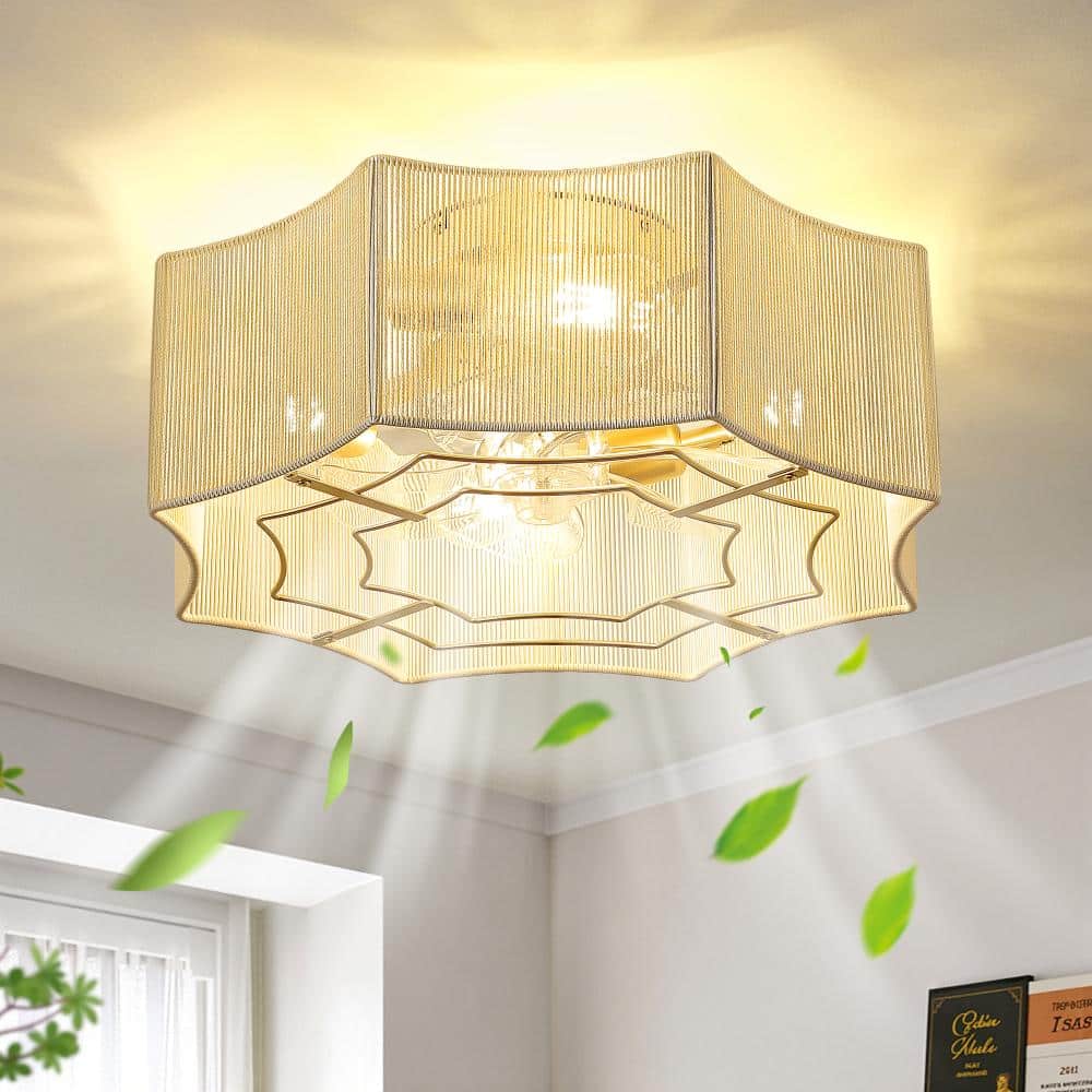 Fan Ger Rpe KAISITE 19 in. Indoor Beige Vertical Pattern Cotton Rope Ceiling Fan ...