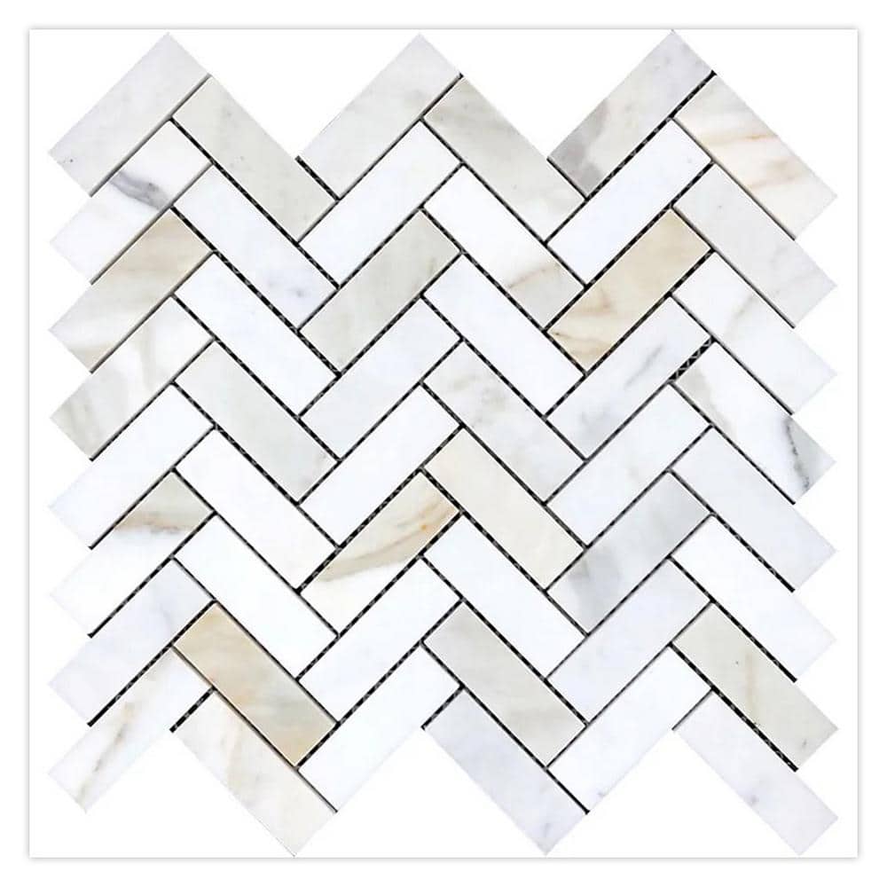 Serena 4 in. x 5 in. Honed White Gray Marble Mosaic Herringbone Wall and Floor Tile Sample price history on PriceWatchPro