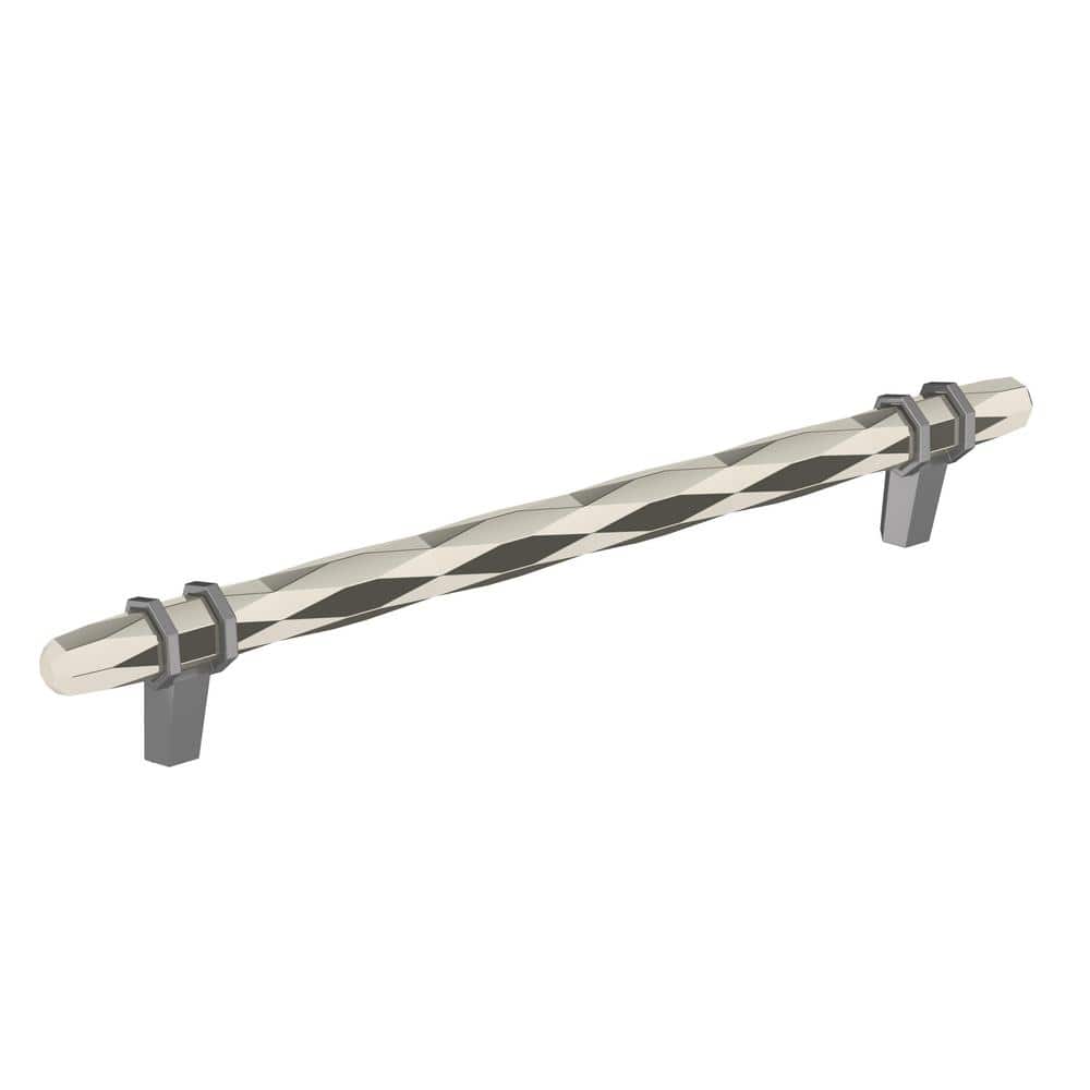 London 8 in. (203mm) Modern Polished Nickel/Black Chrome Bar Cabinet Pull