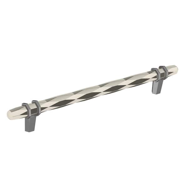 Amerock London 8 in. (203mm) Modern Polished Nickel/Black Chrome Bar Cabinet Pull