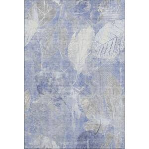 Mayfield Premium Machine Washable Abstract AMF1850 Denim 5 ft. x 7 ft. 6 in. Area Rug